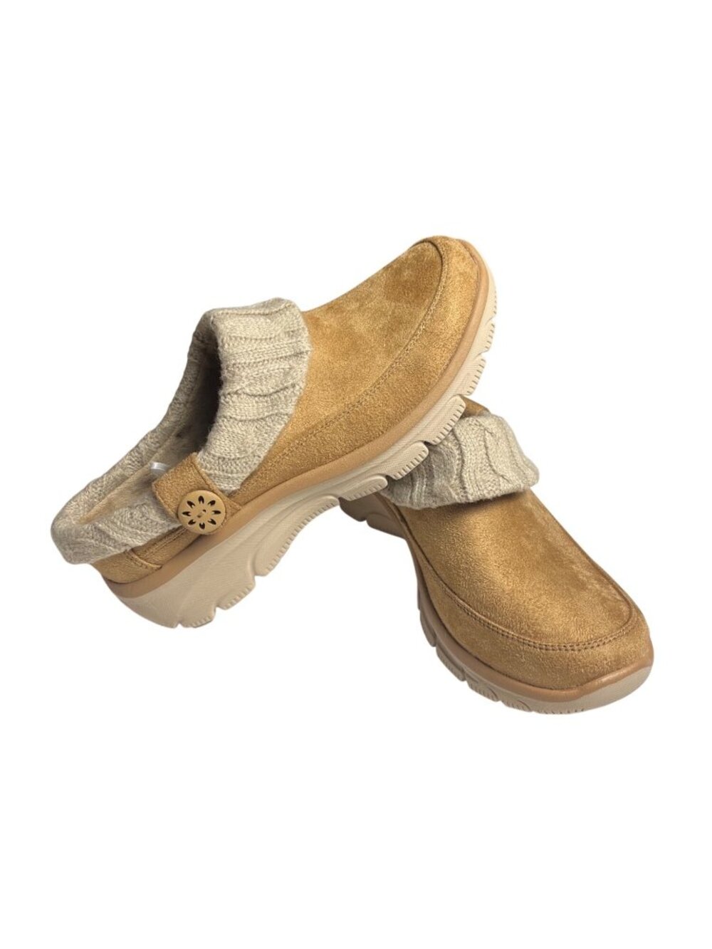 Skechers Relaxed Fit Easy Going Warm Duet Tan Mule Clog Shoes Women’s Size 6